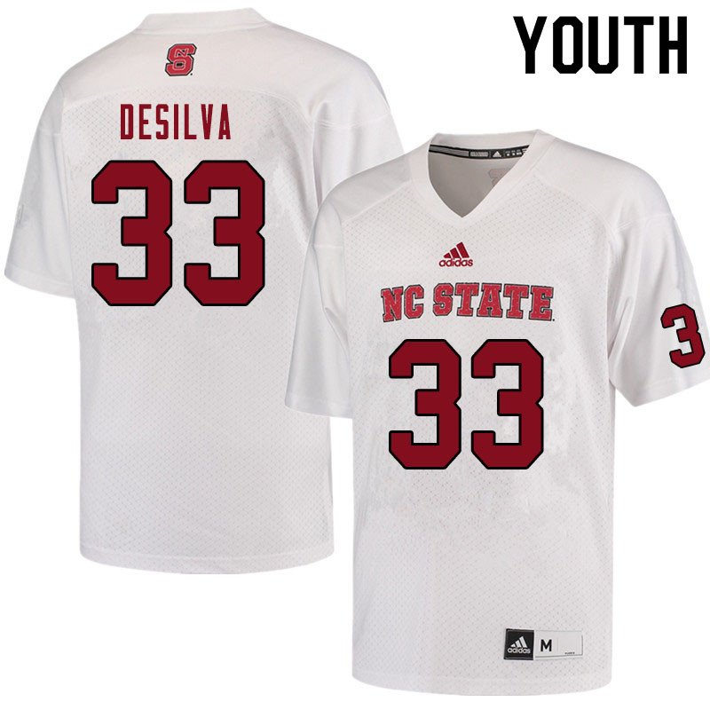 Youth #33 Jackson DeSilva NC State Wolfpack College Football Jerseys Sale-White - Click Image to Close